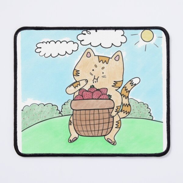 Item preview, Strawberry Picking Feline Friend designed and sold by tylerwarrenfe.