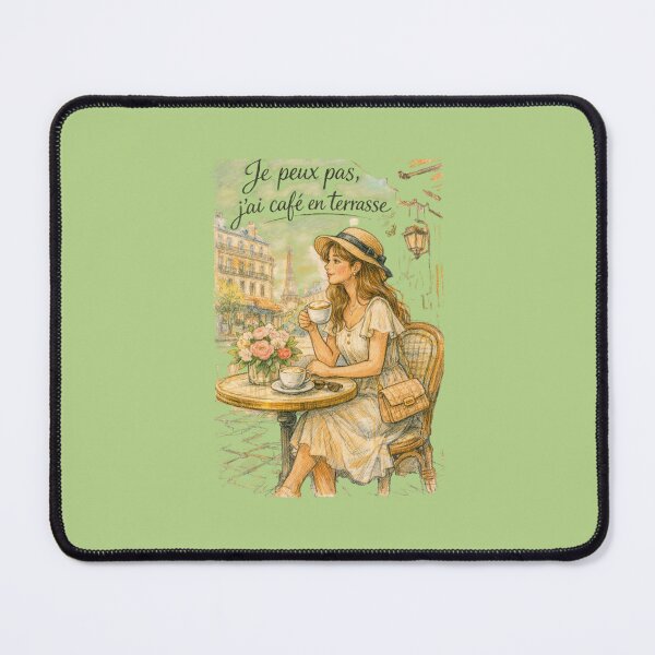 Item preview, I can't, I have coffee on the terrace – Parisian Girly Pop illustration designed and sold by GirlyPopart.