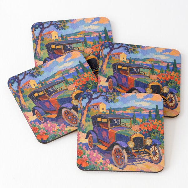 Item preview, Vintage Car in Tuscany – Colorful Italian Countryside Landscape Art designed and sold by GutyzDesignsES.