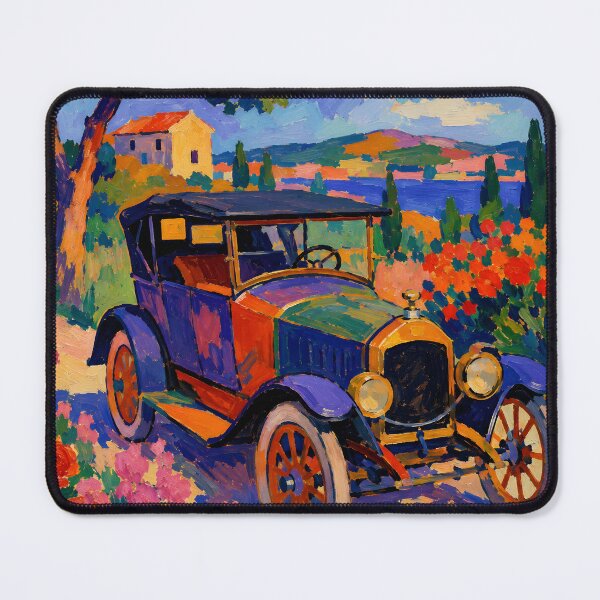 Item preview, Vintage Car in Tuscany – Colorful Italian Countryside Landscape Art designed and sold by GutyzDesignsES.
