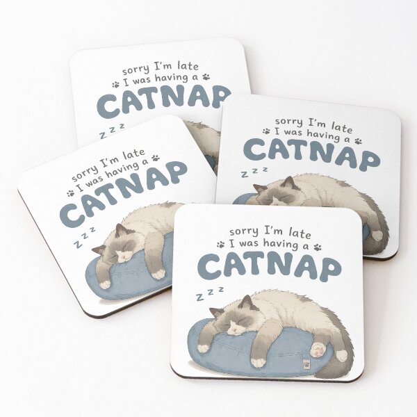 Item preview, Sorry I'm Late I Was Having a Catnap | Sleeping Ragdoll Cat | Funny Cat Lover Gift | Cute Cat Sticker designed and sold by NostasStuff.