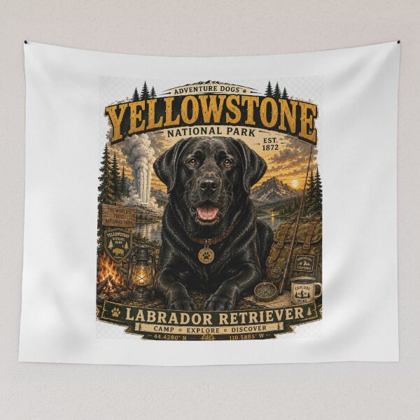 Item preview, Yellowstone National Park Labrador Retriever  Camping Adventure  Vintage Outdoor Dog Lover T-Shirt designed and sold by TeeVibeHaus.