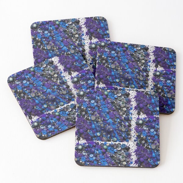 Item preview, Blue and Purple Button Mosaic Mixed Media Art designed and sold by THE SPLATTERED HAUS BY SAGE BANKS.