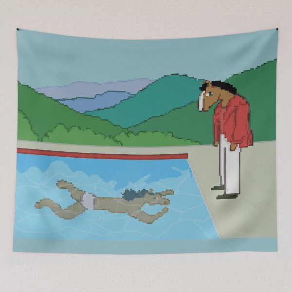 Item preview, bojack horseman painting inspired pixel art designed and sold by mal-the-toon.