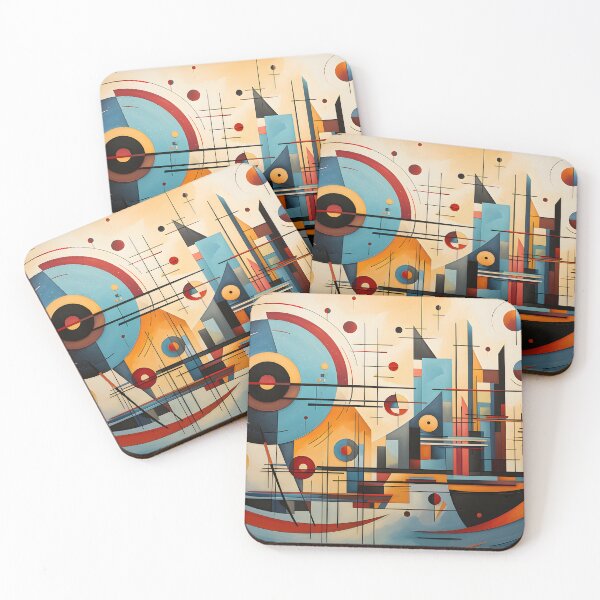 Item preview, Bauhaus Geometric Cityscape – Mid Century Modern Abstract Wall Art designed and sold by GutyzDesignsES.
