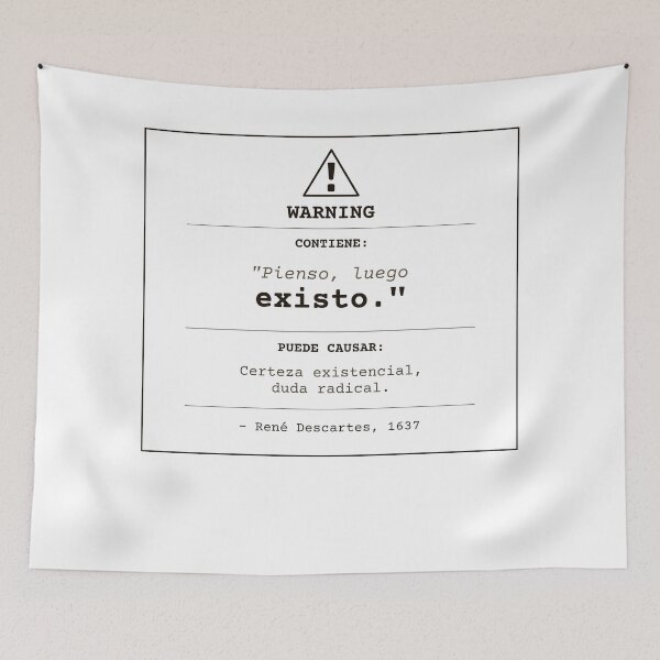 Item preview, I think, therefore I am. Descartes warning (clear Spanish) designed and sold by Will-to-Power.