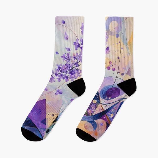 Item preview, Purple Jacaranda Blossoms and Geometric Flowers – Modern Abstract Botanical Art designed and sold by GutyzDesignsES.