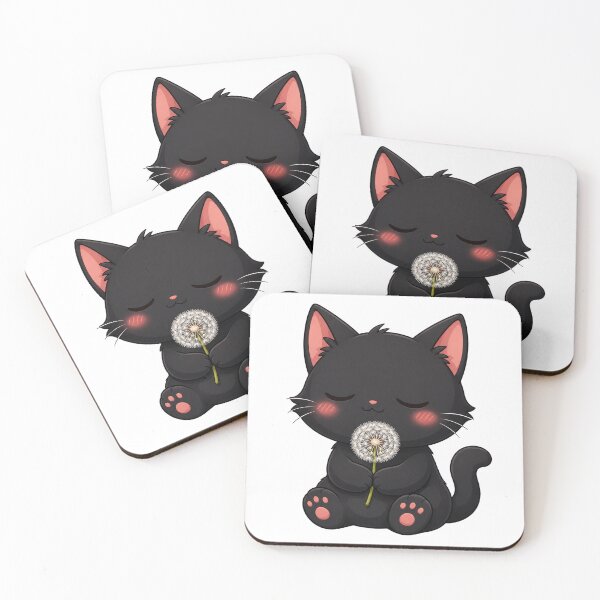 Item preview, Cute Black Cat Holding White Dandelion designed and sold by Owcomm.