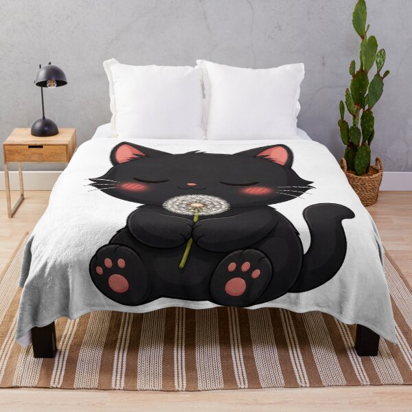 Item preview, Cute Black Cat Holding White Dandelion designed and sold by Owcomm.