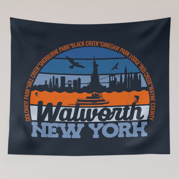 Item preview, Walworth New York Sunset Retro Vintage Local Pride Logo designed and sold by CRHPOD20.