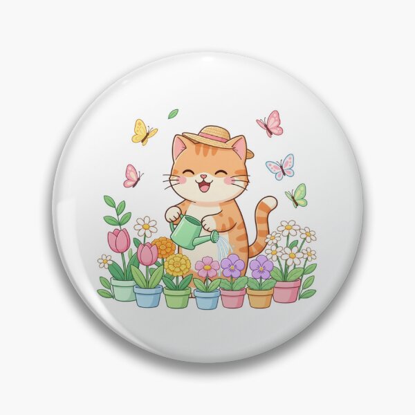 Item preview, Cute Cat Gardening Kawaii Flower Art designed and sold by ajamzbox.