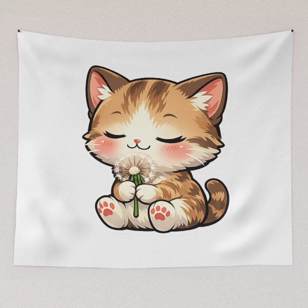 Item preview, Cute Kitten Holding A Fluffy Dandelion designed and sold by Owcomm.