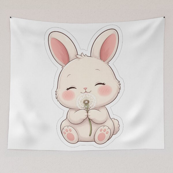Item preview, Cute Bunny Holding A Fluffy Dandelion designed and sold by Owcomm.
