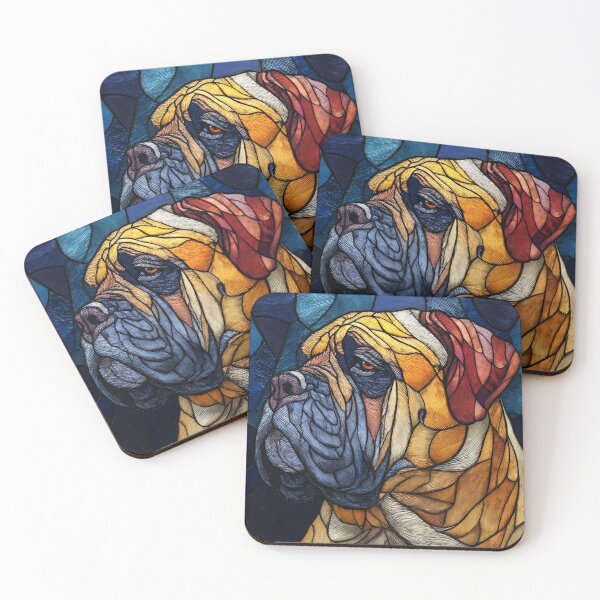 Item preview, Stained glass Bullmastiff puppy dog designed and sold by MendaciousMina.