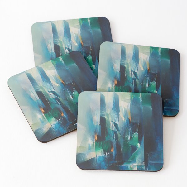 Item preview, Teal Blue Abstract Cityscape – Modern Geometric Urban Wall Art for Office Decor designed and sold by GutyzDesignsES.