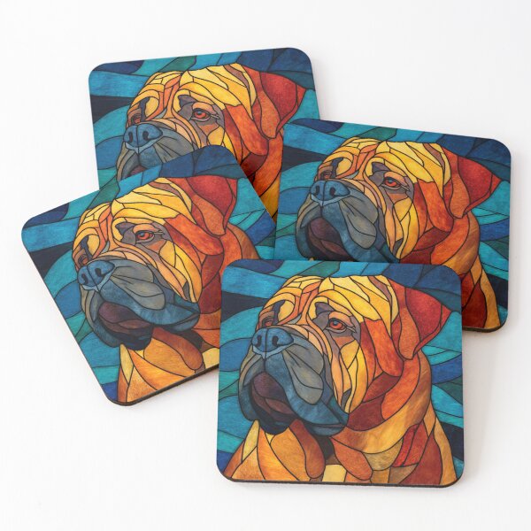 Item preview, Stained glass Bullmastiff puppy dog designed and sold by MendaciousMina.