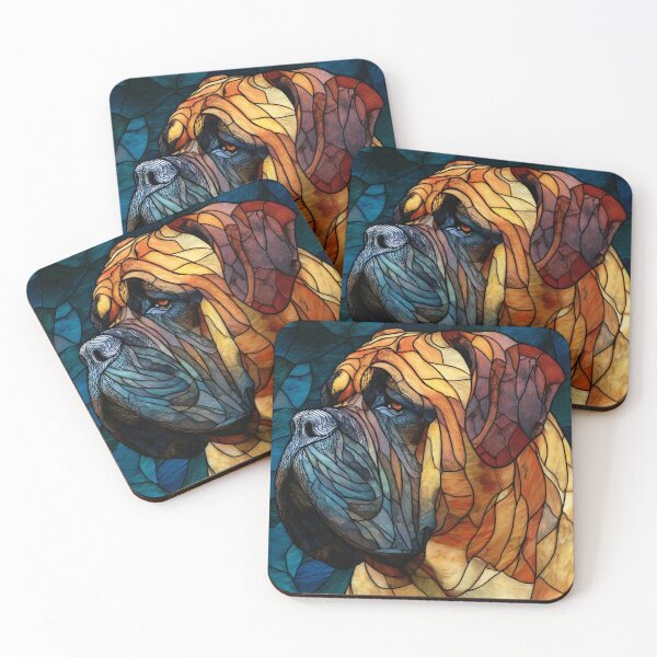 Item preview, Stained glass Bullmastiff puppy dog designed and sold by MendaciousMina.