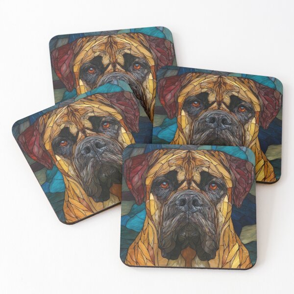 Item preview, Stained glass Bullmastiff puppy dog designed and sold by MendaciousMina.