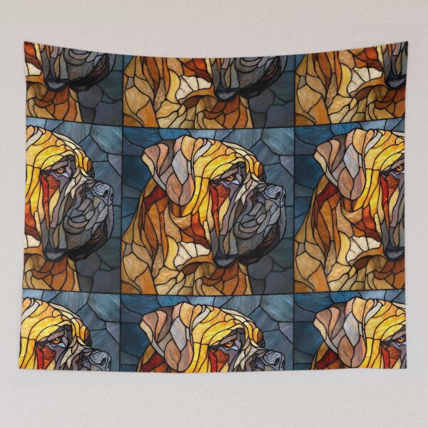 Item preview, Stained glass Bullmastiff puppy dog designed and sold by MendaciousMina.