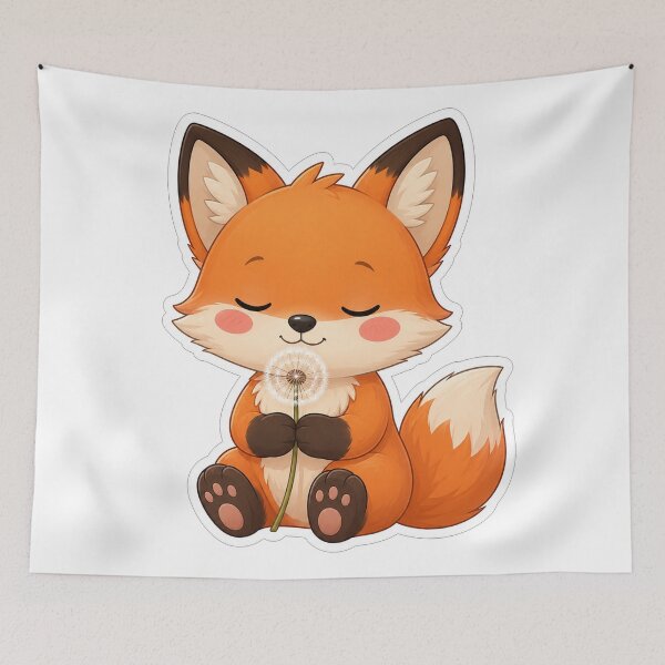 Item preview, Cute Little Fox Holding A Dandelion designed and sold by Owcomm.