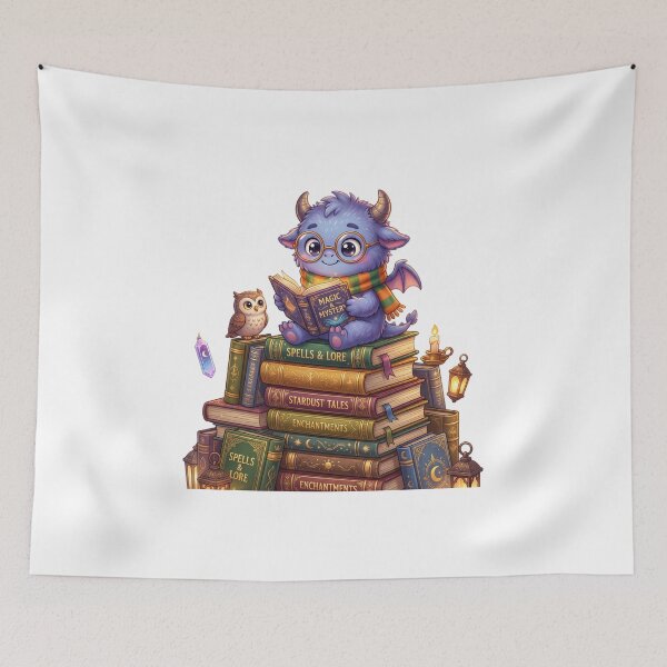 Item preview, Monster wearing glasses reading designed and sold by kidoramagic.