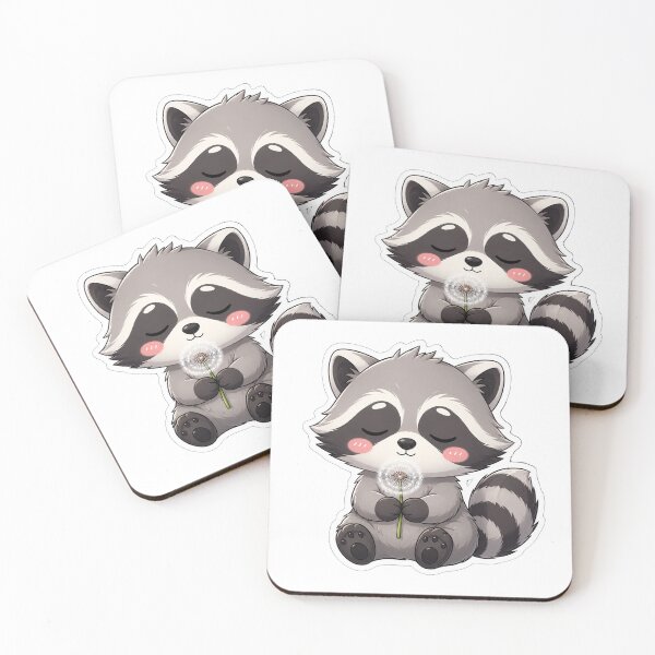 Item preview, Cute Little Raccoon Holding A Dandelion designed and sold by Owcomm.
