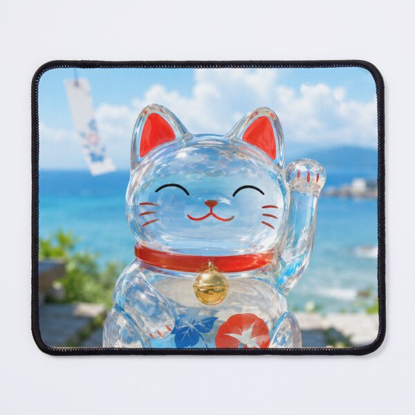 Item preview, Japanese Crystal Lucky Cat Summer Breeze Art designed and sold by SakuraMarket26.