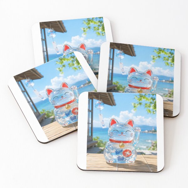 Item preview, Japanese Crystal Lucky Cat Summer Breeze Art designed and sold by SakuraMarket26.