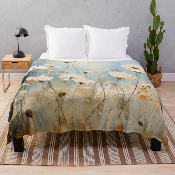 Item preview, White Wildflower Meadow – Blue and Gold Cottagecore Botanical Art designed and sold by GutyzDesignsES.