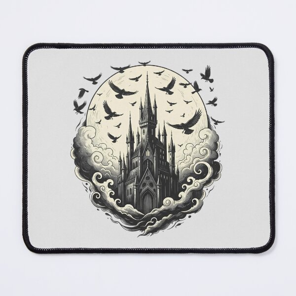 Item preview, Gothic Castle With Ravens And Moon Dark Fantasy Occult Architecture designed and sold by andromeda-redd.