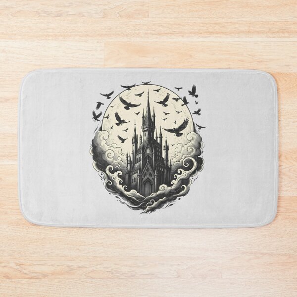 Item preview, Gothic Castle With Ravens And Moon Dark Fantasy Occult Architecture designed and sold by andromeda-redd.