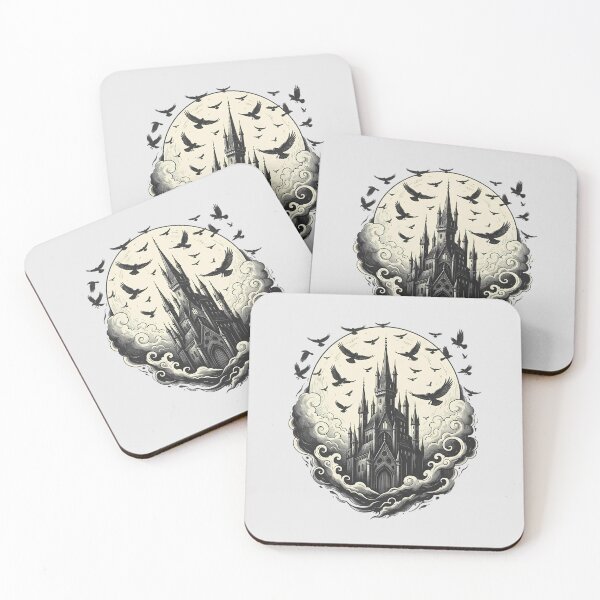 Item preview, Gothic Castle With Ravens And Moon Dark Fantasy Occult Architecture designed and sold by andromeda-redd.