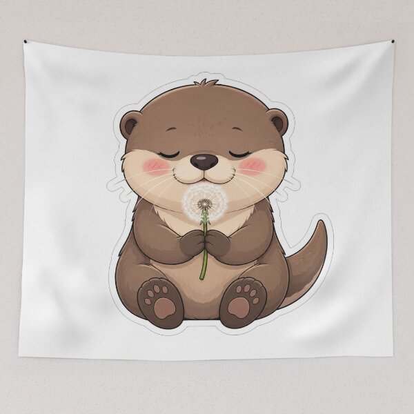 Item preview, Cute Otter Holding A Fluffy Dandelion designed and sold by Owcomm.
