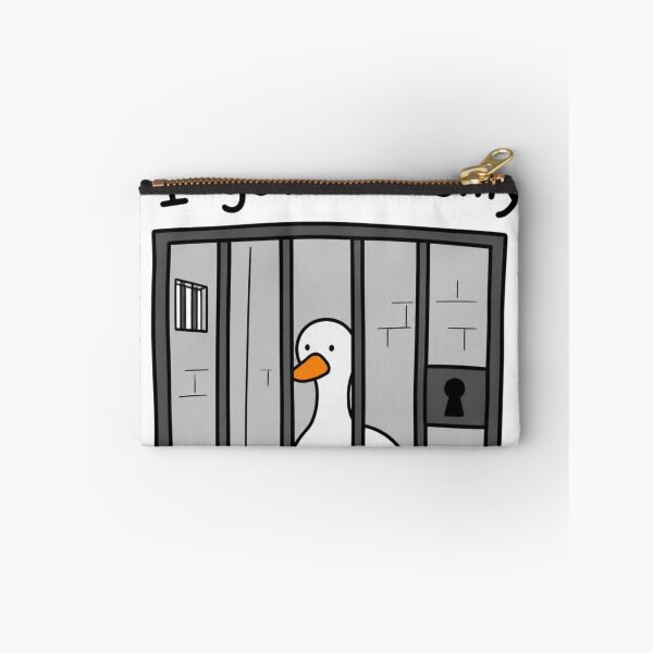 Item preview, Funny Silly Duck Locked Behind Bars Meme Artwork for Animal Lovers designed and sold by LavIsInTheAir.