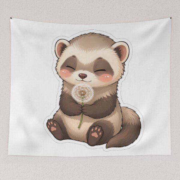 Item preview, Cute Ferret Holding A White Dandelion designed and sold by Owcomm.