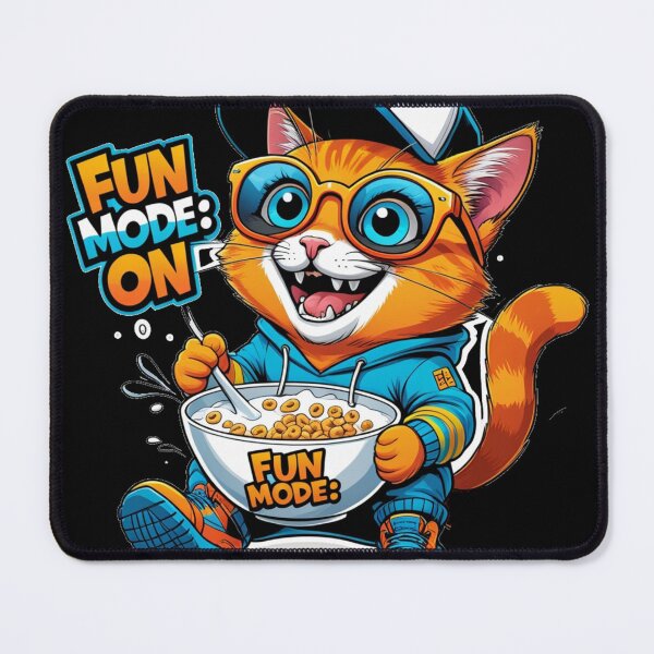 Item preview, Funny Orange Cat Fun Mode On - Cute Cartoon Kitten Eating Cereal Graphic T-Shirt designed and sold by Mohamedmeme33.