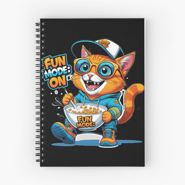 Item preview, Funny Orange Cat Fun Mode On - Cute Cartoon Kitten Eating Cereal Graphic T-Shirt designed and sold by Mohamedmeme33.