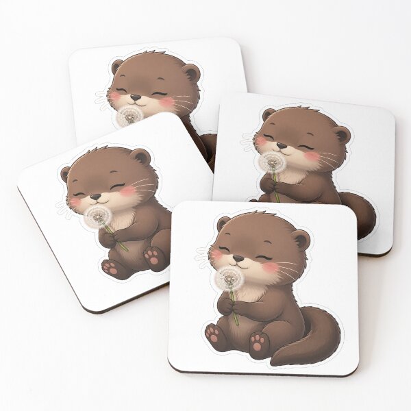 Item preview, Cute Baby Otter Holding a Dandelion designed and sold by Owcomm.