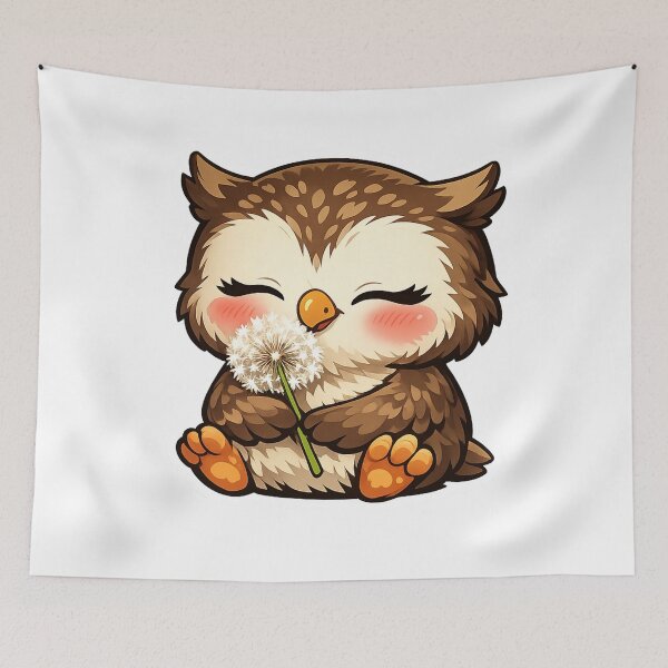 Item preview, Cute Baby Owl Holding White Dandelion designed and sold by Owcomm.