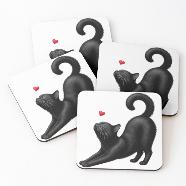 Item preview, Black cat stretching towards love - Red heart designed and sold by Natalia-Vlad.