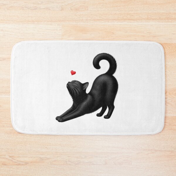 Item preview, Black cat stretching towards love - Red heart designed and sold by Natalia-Vlad.