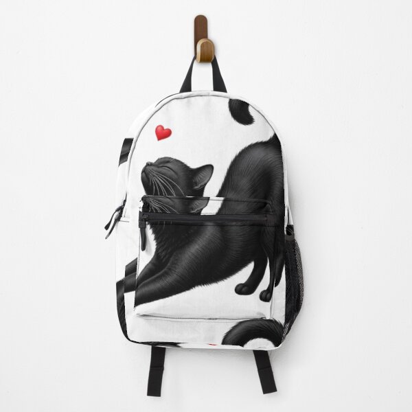 Item preview, Black cat stretching towards love - Red heart designed and sold by Natalia-Vlad.