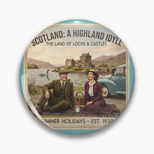 Item preview, Highland Idyll designed and sold by VintageArtByIda.