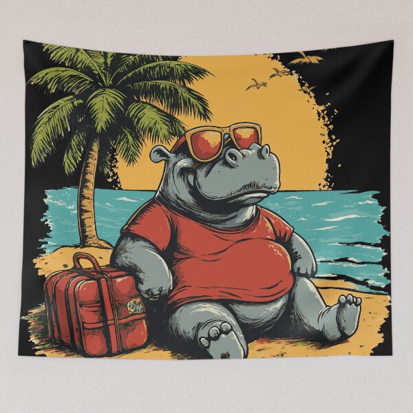 Item preview, Hippo Beach Vacation Sunset designed and sold by ClubVacay.