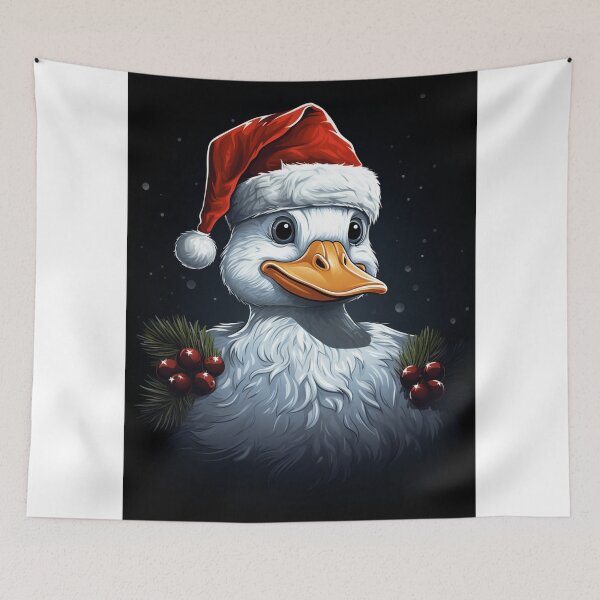 Item preview, Adorable Christmas Duck in Santa Hat with Festive Winter Berries designed and sold by btujohnmarla14.
