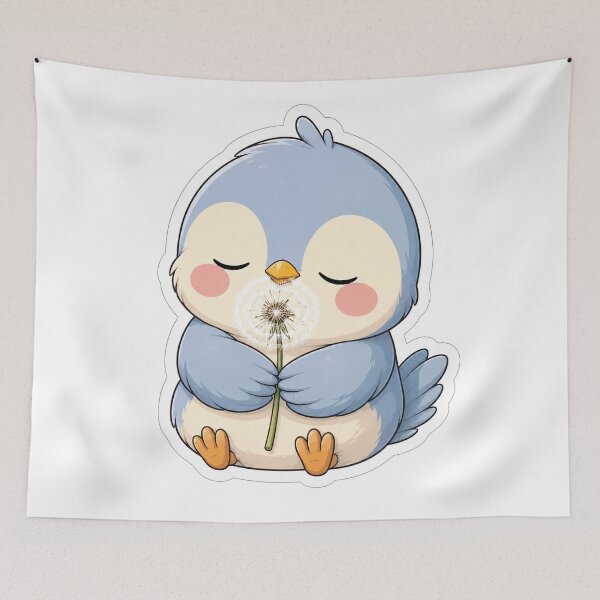 Item preview, Cute Blue Bird Holding Dandelion designed and sold by Owcomm.