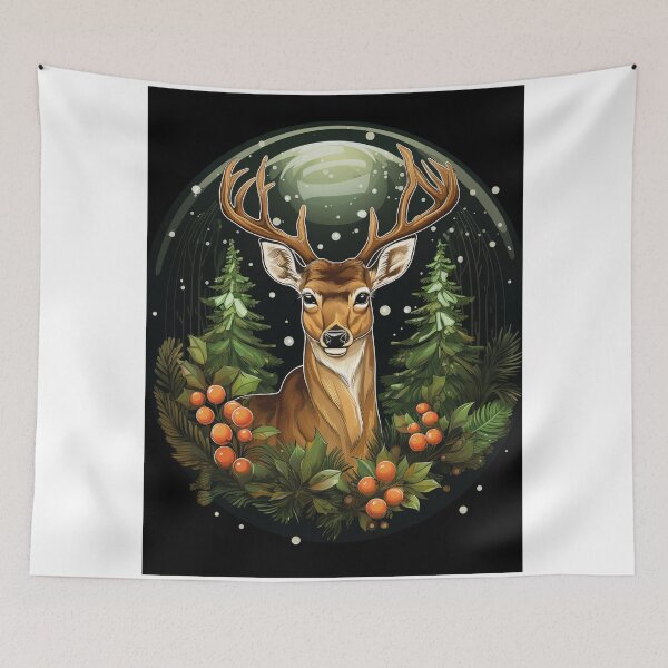 Artikelvorschau, Majestätische Weihnachtshirsche in einem verwunschenen Winterwald entworfen und verkauft von btujohnmarla14.