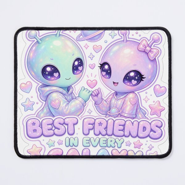 Item preview, Best Friends in Every Galaxy Sweet Pastel Alien Duo designed and sold by BoosterShop.