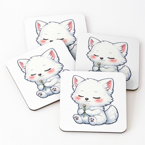 Item preview, Cute White Fox Holding A Dandelion designed and sold by Owcomm.