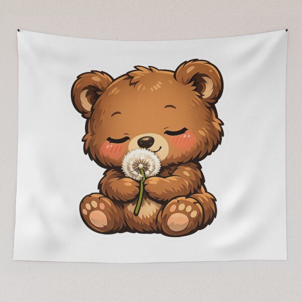 Item preview, Cute Little Bear Holding A Dandelion designed and sold by Owcomm.